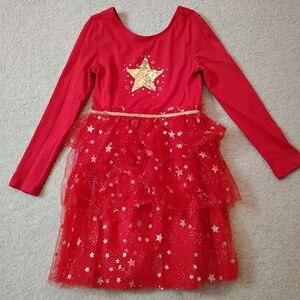 VGUC Cat & Jack Red Dress with Gold Stars - Sz 10-12